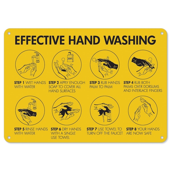 Signmission OSHA Sign, Effective Hand Washing, 24in X 18in Rigid Plastic, 18" W, 24" L, Effective Hand Washing OS-NS-P-1824-25593 - main